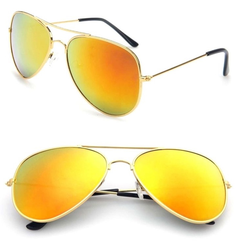 💥 CLEARANCE 🔥 Flame Red Mirrored Gold Frame Classic Aviator Sunnies - Picture 3 of 3
